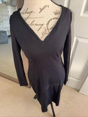 Banana Republic Black Long Sleeve V-Neck Dress